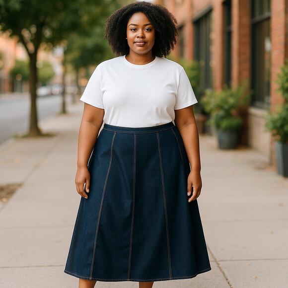 Jessica London Denim Stretchy Maxi Skirt 18 Plus Size - Picture 1 of 5